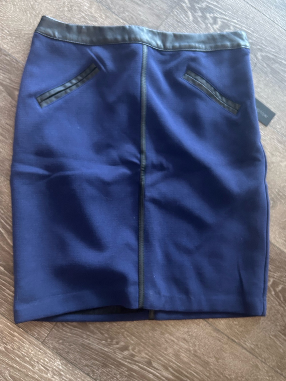 Worthington Navy Blue Pencil Skirt with Black Trim